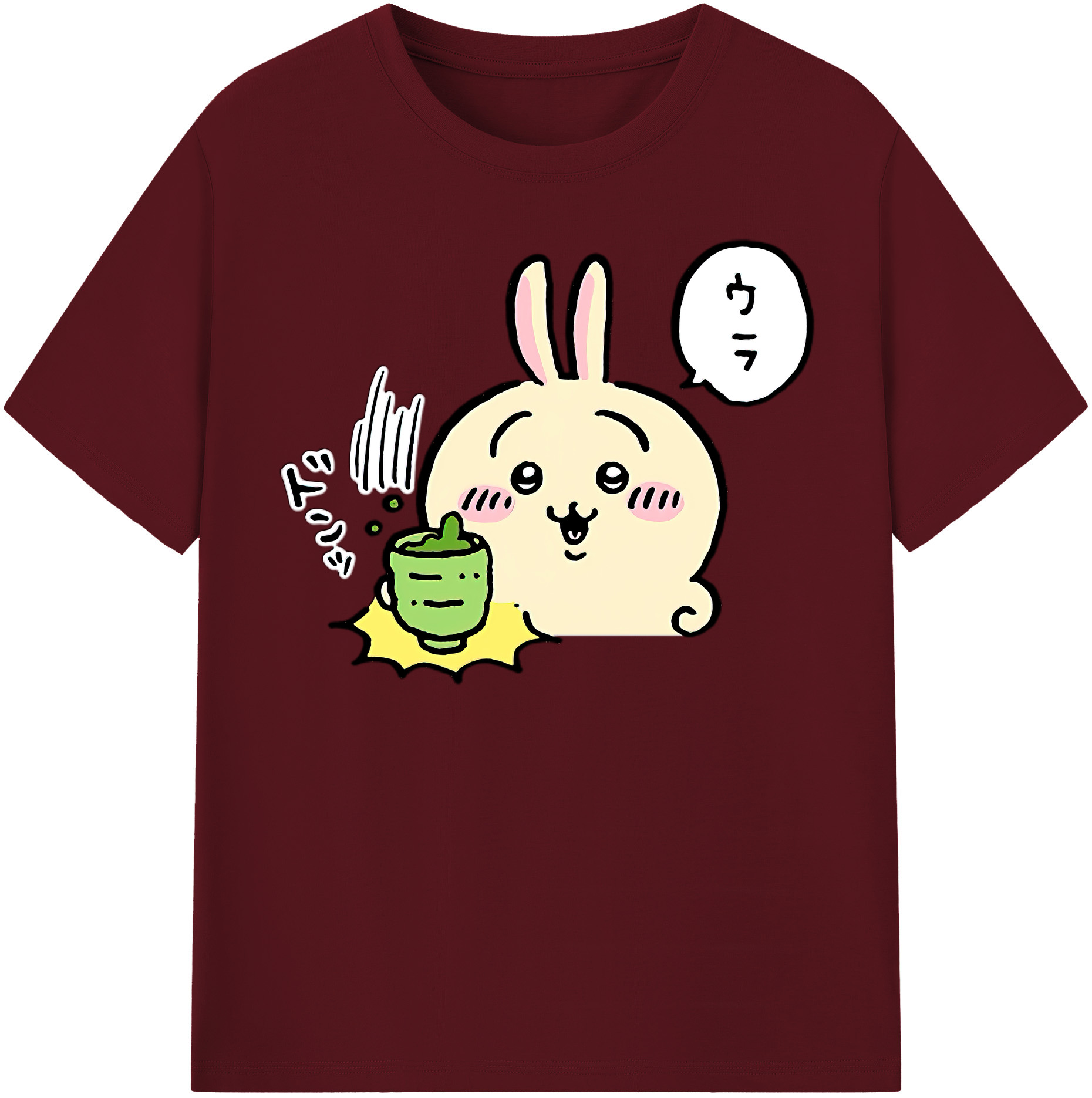 （画像用） ちいかわ うさぎ Chii-kawa usagi 綿100％半袖Tシャツ（フロントプリント）